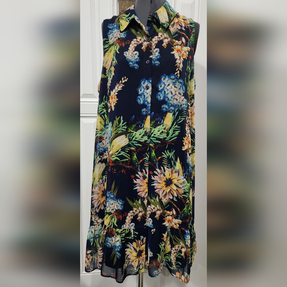 SOHO blue floral layered dress women's size 2x
